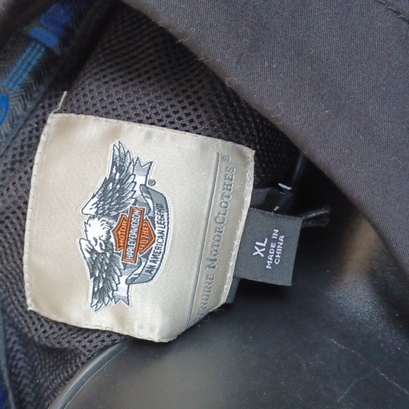 Harley Davidson 115 years embroidered eagle zip front v-neck short sleeve shirt - Picture 4 of 5